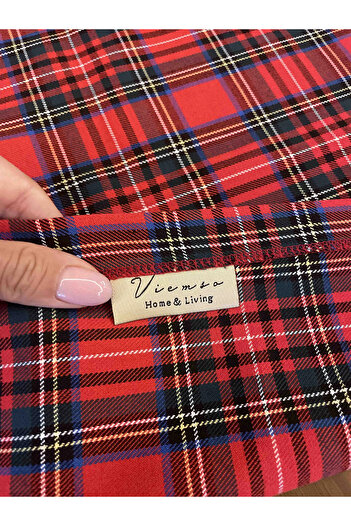 Viemso Plaid Fabric Red Green Napkin 4 Pieces