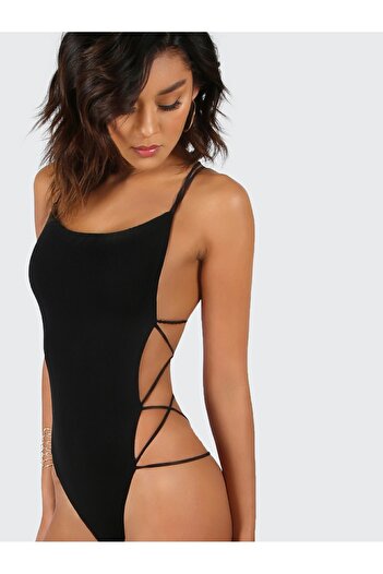 TİESSİ New Season Women's Black Special Design Low-Cut Fancy Babydoll Very Hot