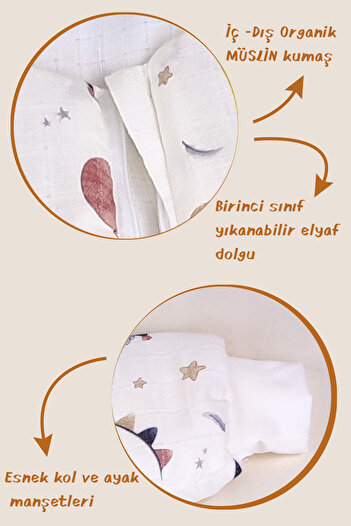 la mure baby Organic Muslin Sleeping Bag 2.5 Tog Thick Fiber Filled