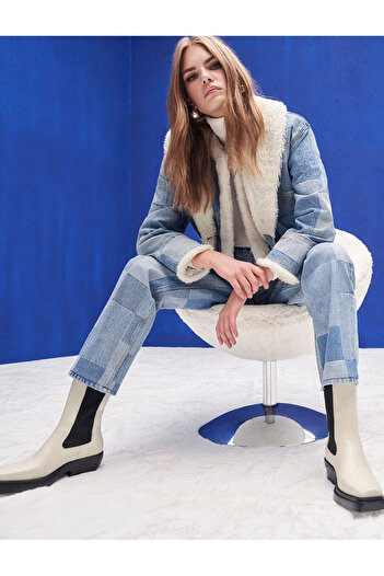 Koton High Waist Jeans Color Blocked - Baggy Jean