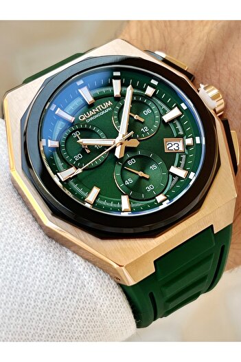 Quantum Functional 10 Atm Waterproof Silicone Cord Steel Case Men's Wristwatch