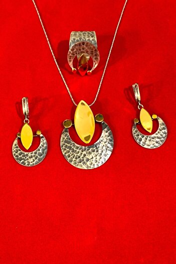 Doğan Silver 925 Ayar Gümüş El İşi Dövme Özel Tasarım Otantik Üçlü Set DGN21631