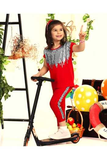 Pink cherry 2-Piece Children's Set, Summer Double Baby and Kids Set, Sequined, Comfortable and Stylish, Holiday