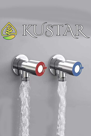 KUSTAR 2-pack Inox Open Close Hot Cold Water Intermediate Tap Bidet Tap Faucet Flex Connection Tap