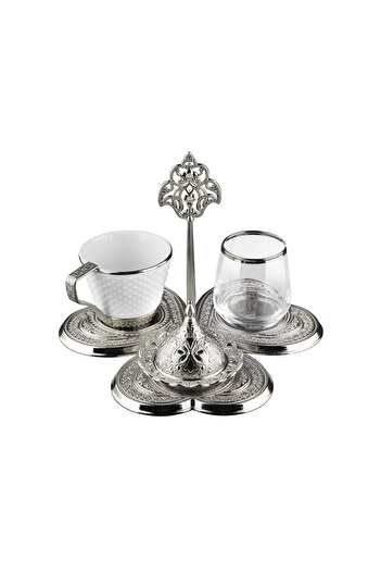 MOS'EV Single Silver Metal Porcelain Coffee Set