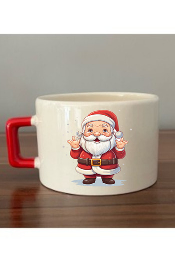 lili hediyelik Santa Claus Printed New Year Christmas Gift Cup with Red Handle