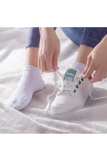WORTHY SOCKS Set de 5 perechi de șosete scurte de damă, albe, cu nervuri