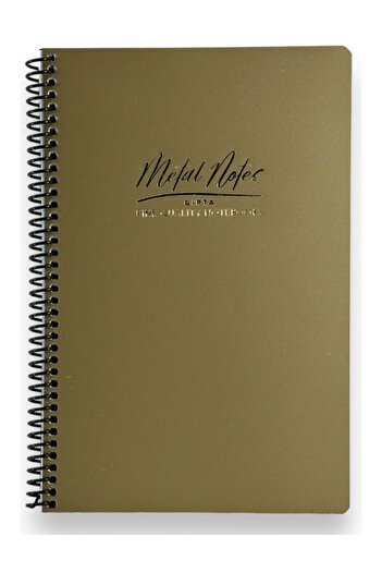 Gıpta GIPTA METAL NOTES PLASTİK KAPAK SPİRALLİ 17 * 24 80 YP. ÇİZGİSİZ – GOLD SARI