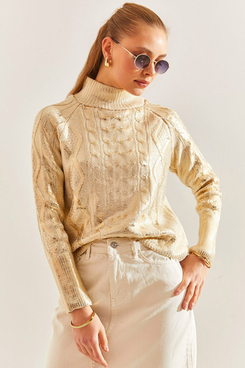 Bianco Lucci Women's Patterned Knitwear Sweater