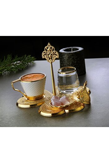 MOS'EV Single Gold Metal Porcelain Coffee Set