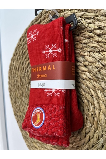 Strenna Unisex Red Snowflake Christmas Themed New Year Thermal Home Socks