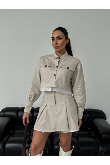 LB Laluna Butik Women's Pleated Skirt and Jacket Set