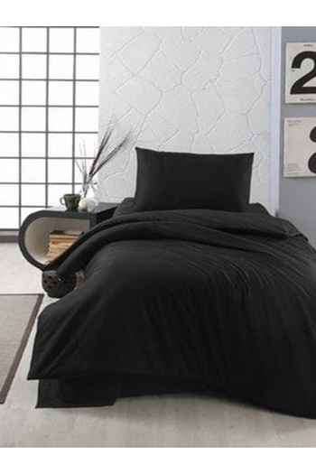 üntaş Plain Black Single Duvet Cover Set