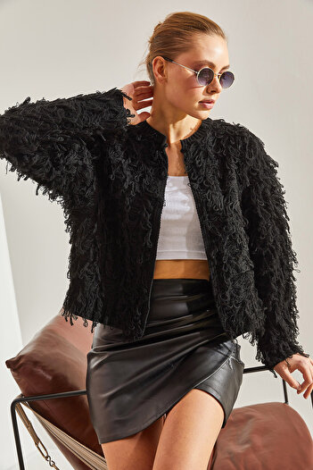 Bianco Lucci Women's Tasseled Knitwear Cardigan