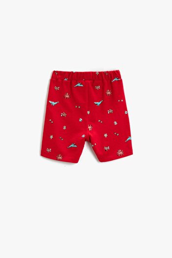 Koton Baby Boy Printed Shorts Above Knee with Elastic Waist