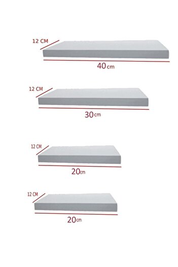Egecan Mobilya Walnut Flying Wall Shelf Set of 4 Hidden Shelf Bookcase Decor Shelf (40-30-20-20)