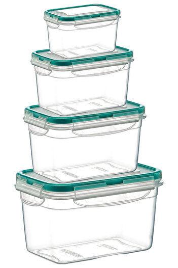 Emofom (SET OF 4) Fresh Box Deep Rectangular 700 - 1300 - 2400 - 4500 ml Gasketed Storage Container Set