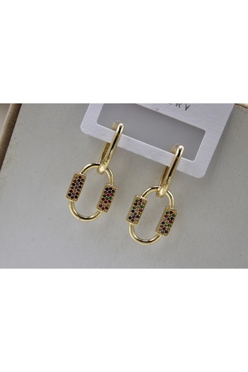 Vitastyle Colorful Zircon Stone Ellipse Earrings