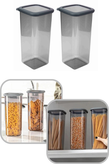 Eynel 1600ml Transparent Square Storage Container Silicone Lid Airtight Dry Legume Coffee Bean Pasta
