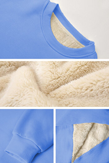 GHASSY CO. Ghassy Co. Erkek Ultra Termal Sherpa Peluş Astarlı Bisiklet Yaka Sweatshirt
