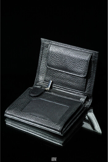 ADENZ Genuine / Real Leather Wallet - With Coin Compartment - Snap Card Protection