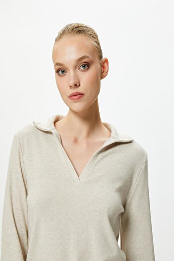 Koton Women's Beige Melange Pajama Top