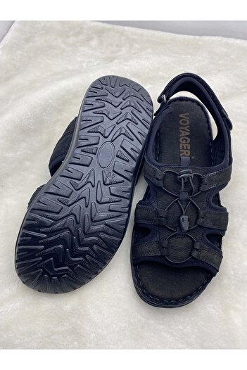 Voyager 4722 Sandale negre din piele naturală nubuck