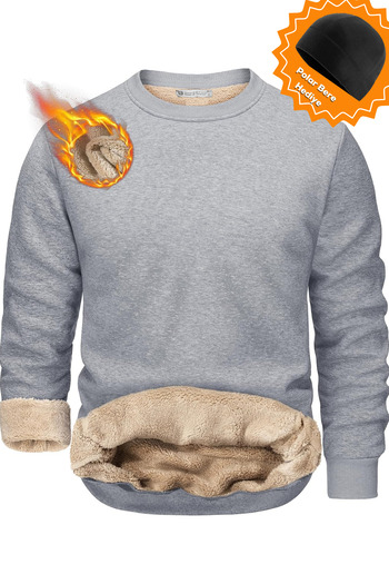 GHASSY CO. Ghassy Co. Men's Ultra Thermal Sherpa Plush Lined Crew Neck Sweatshirt