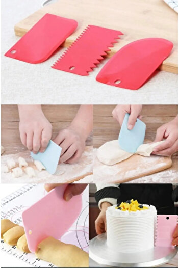 Çavdar Group 3-Piece Dough Shaper Cutter Scraper Pastry Cake Decoration Set 3 Pieces Dough Scraping Apparatus