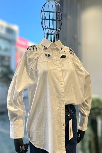 FEMELLE Γυναικείο λευκό φαρδύ πουκάμισο Oversize New Season