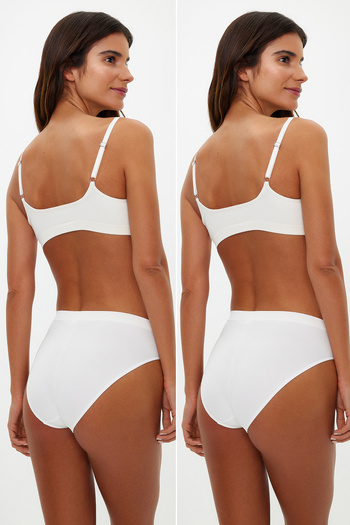 Trendyol Collection Ecru 2 Pack Seamless/Seamless Hipster Knitted Panties THMAW22KU0013