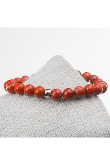 Taşta Moda 8 mm Red Jasper Jewelled Bracelet