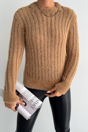 FEMELLE Women's Brown Standard Size Knitwear Sweater