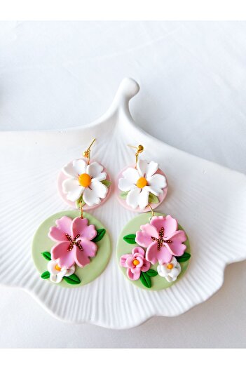 TREND Colorful Floral Spring Concept Dangle Polymer Earrings