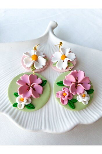 TREND Colorful Floral Spring Concept Dangle Polymer Earrings