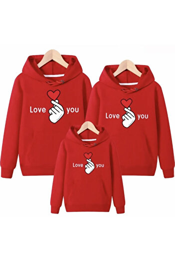 Machetta DESIGN PERSONALIZAT CU GLUGĂ CU IMPRIMEU TE IUBESC 3 FIRE MAMA-TATA COPII TRICOU COMBINAT DE FAMILIE