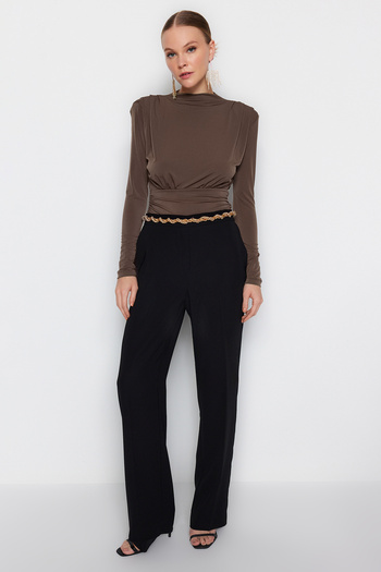 Trendyol Collection Brown Draped Snap Fastener Knitted Body Tpraw23Bd00048