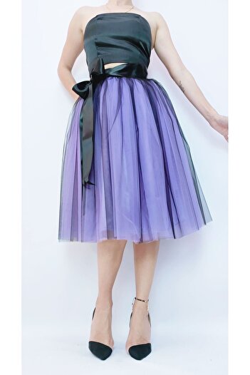 LULLY KİDS Lully Kıds Fashion Жіноча лілова тюлева спідниця-пачка для весілля, випускного, весілля, мама і дочка