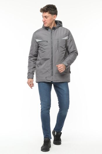 Uniprom Work Coat Hooded Water and Wind Proof Membrane Coated Men's Winter Gray