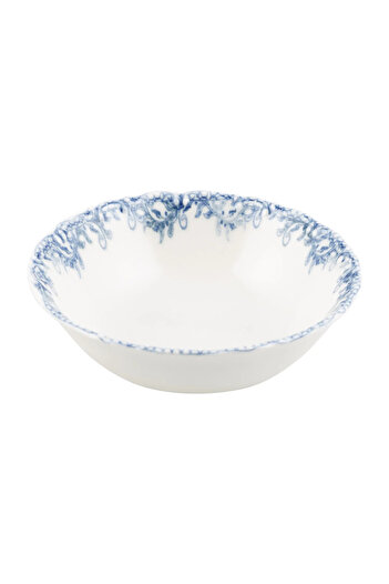 porselenden Blue Dream 6 kişilik 16 cm Porselen Çorba Kasesi Seti Mavi Çiçek Desenli