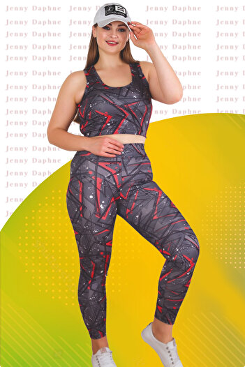 Jenny Daphne Lady Plus Size Fitness Leggings Crop Sports Set 1508