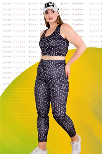 Jenny Daphne Lady Plus Size Fitness Leggings Crop Sports Set 1509