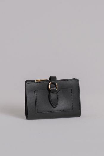 Çantacımstore Women's Soft Textured Medium Size Wallet Soft Leather Black