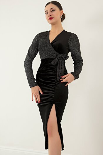 PULLIMM Velvet Dress with Glitter Fabric Detail GRS3322