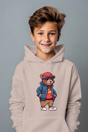 ADA BEBEK ÇOCUK Φούτερ Boy's Boho Printed Oversize με Καπέλο και Μπουφάν