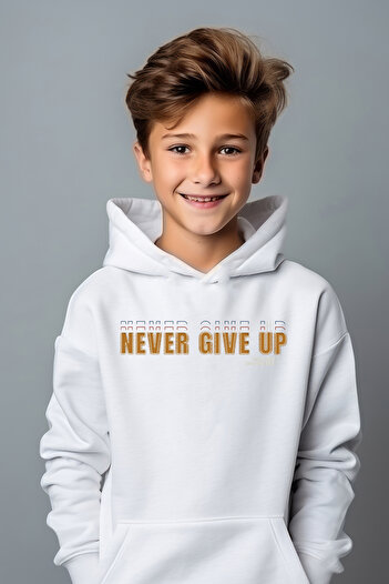 ADA BEBEK ÇOCUK Boy's Gold Never Give Up Φούτερ με στάμπα μεγάλου μεγέθους