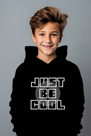 ADA BEBEK ÇOCUK Boy's White Just Be Cool Φούτερ με στάμπα μεγάλου μεγέθους
