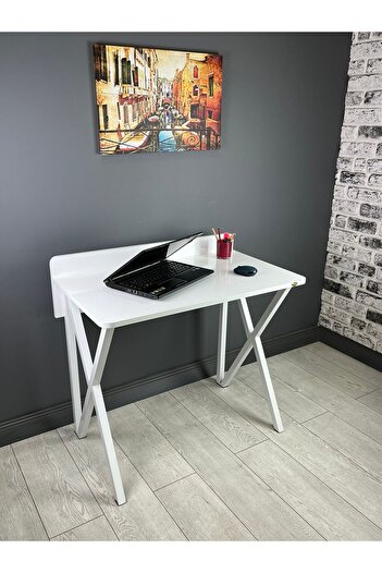hey modüler mobilya Hayal Beyaz Çalışma Masası Bilgisayar Ofis Masası Metal Beyaz Ayaklı 90 cm