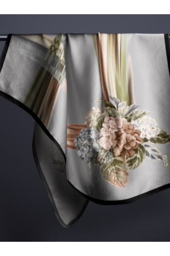 hijabchi Μεγάλο μεταξένιο κασκόλ Sura Rayon - Σκούρο Γκρι - 120 Χ 120 εκ.