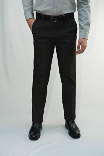 Bomonti Men's Brown Classic Cotton Nude Herringbone Short Trousers